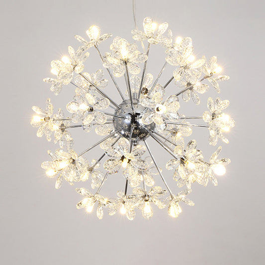 Dandelion Shaped LED Chandelier Lighting Artistic Crystal Flower Living Room Pendant Light Clearhalo 'Ceiling Lights' 'Chandeliers' 'Modern Chandeliers' 'Modern' Lighting' 2136902