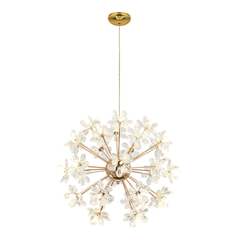 Dandelion Shaped LED Chandelier Lighting Artistic Crystal Flower Living Room Pendant Light Clearhalo 'Ceiling Lights' 'Chandeliers' 'Modern Chandeliers' 'Modern' Lighting' 2136908