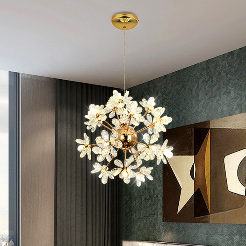 Dandelion Shaped LED Chandelier Lighting Artistic Crystal Flower Living Room Pendant Light Clearhalo 'Ceiling Lights' 'Chandeliers' 'Modern Chandeliers' 'Modern' Lighting' 2136910