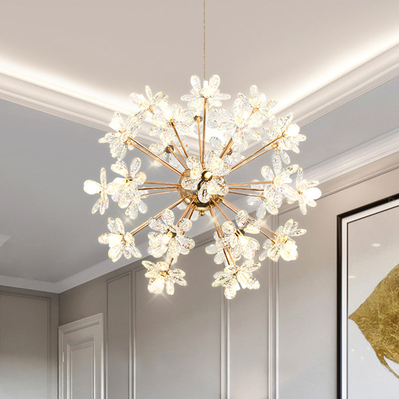 Dandelion Shaped LED Chandelier Lighting Artistic Crystal Flower Living Room Pendant Light Clearhalo 'Ceiling Lights' 'Chandeliers' 'Modern Chandeliers' 'Modern' Lighting' 2136911