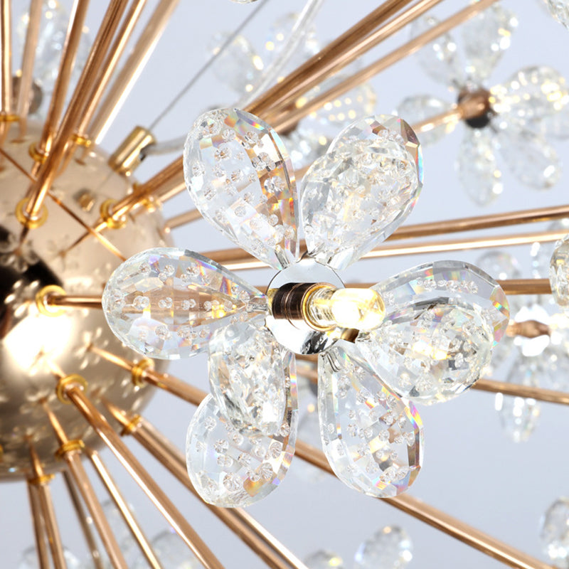 Dandelion Shaped LED Chandelier Lighting Artistic Crystal Flower Living Room Pendant Light Clearhalo 'Ceiling Lights' 'Chandeliers' 'Modern Chandeliers' 'Modern' Lighting' 2136912