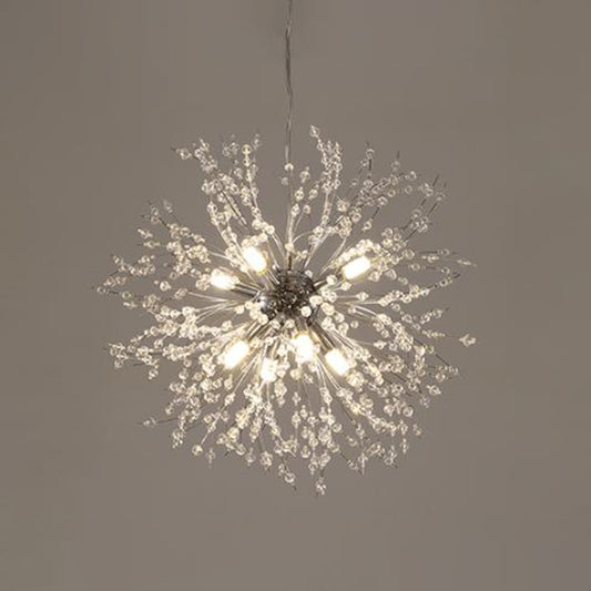 Crystal Orb Dandelion Ceiling Lighting Modern Chandelier Light Fixture for Living Room 8 Gold Round