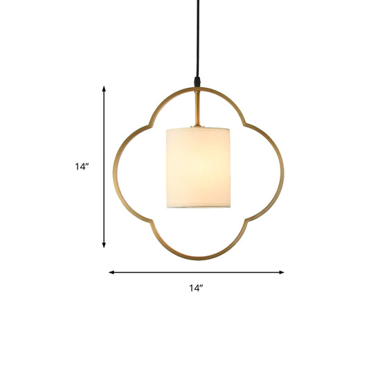 Gold Cylinder Pendant Ceiling Light Traditional Fabric 1 Light Living Room Hanging Lamp with Ring Clearhalo 'Ceiling Lights' 'Glass shade' 'Glass' 'Pendant Lights' 'Pendants' Lighting' 213725