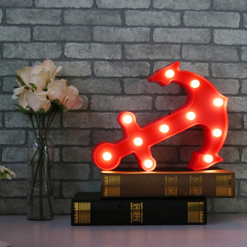 Plastic Anchor Shaped Battery Wall Light Decorative LED Night Lighting Ideas for Nursery Red Battery Clearhalo 'Night Lights' 'Wall Lights' Lighting' 2137397