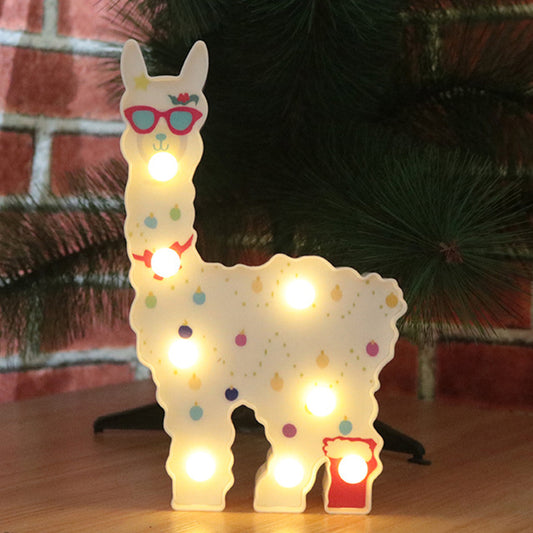 Alpaca Shaped Plastic LED Table Lamp Childrens White Battery Wall Lighting for Bedroom Clearhalo 'Night Lights' 'Wall Lights' Lighting' 2137402