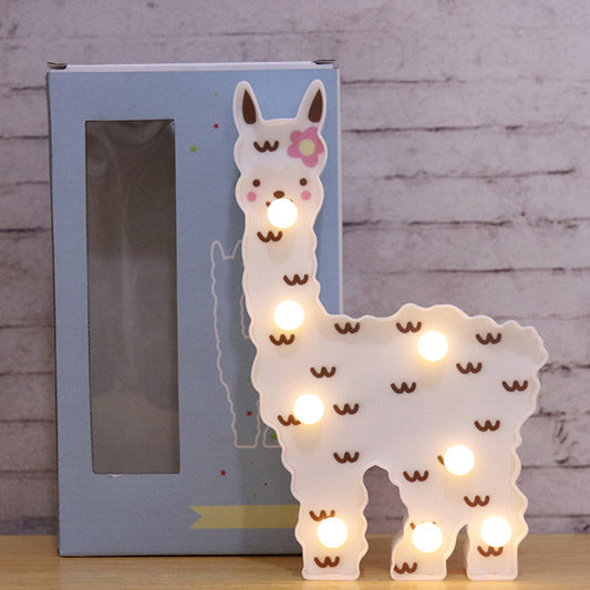 Alpaca Shaped Plastic LED Table Lamp Childrens White Battery Wall Lighting for Bedroom Clearhalo 'Night Lights' 'Wall Lights' Lighting' 2137404