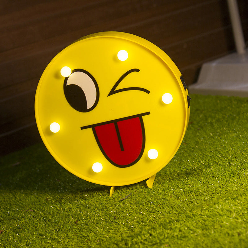 Yellow Emoji Shaped Battery Table Lighting Art Decor Plastic LED Nightstand Lamp for Bedroom Yellow Battery A Clearhalo 'Night Lights' 'Wall Lights' Lighting' 2137409