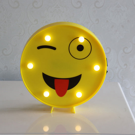 Yellow Emoji Shaped Battery Table Lighting Art Decor Plastic LED Nightstand Lamp for Bedroom Yellow Battery W Clearhalo 'Night Lights' 'Wall Lights' Lighting' 2137432