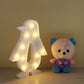 Kids Style Cartoon Shaped Battery Table Lamp Plastic Bedside LED Nightstand Lighting White Battery Clearhalo 'Night Lights' 'Wall Lights' Lighting' 2137493