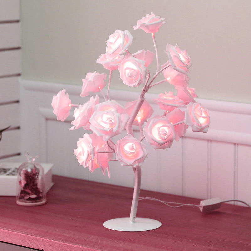 Tree Shaped Bedroom USB Nightstand Lamp Plastic Decorative LED Table Lighting Ideas Pink Rechargeable Clearhalo 'Night Lights' 'Wall Lights' Lighting' 2137516