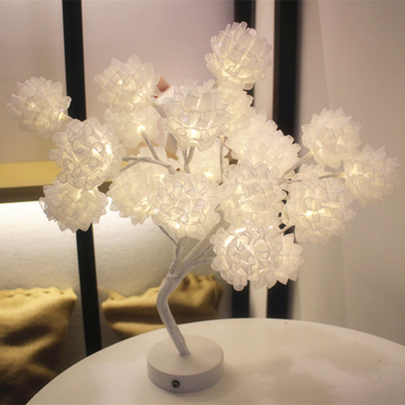 Floral Tree Girls Bedroom USB Nightstand Lamp Tulle Decorative LED Table Lighting Ideas White Rechargeable Clearhalo 'Night Lights' 'Wall Lights' Lighting' 2137553
