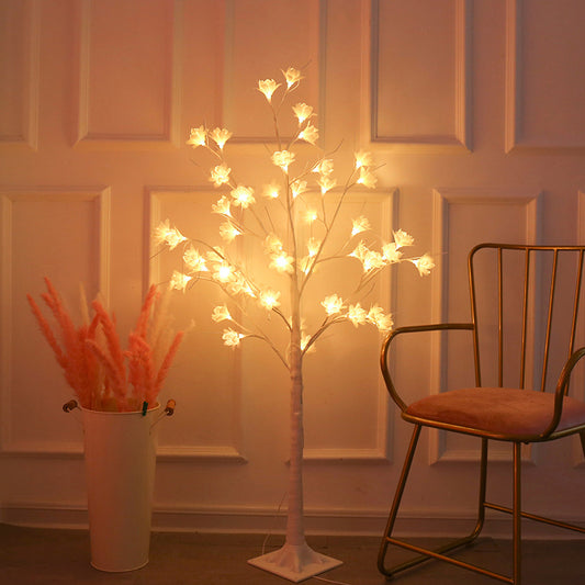 Floral Tree Shaped LED Table Lamp Decorative Metallic Living Room Floor Lighting in White Clearhalo 'Night Lights' 'Wall Lights' Lighting' 2137614