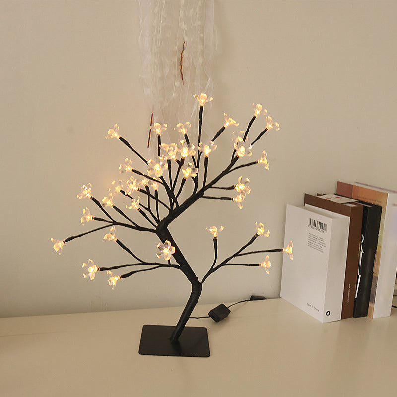 金属製の木の枝 LED テーブルランプ アート装飾 ブラック USB ナイト