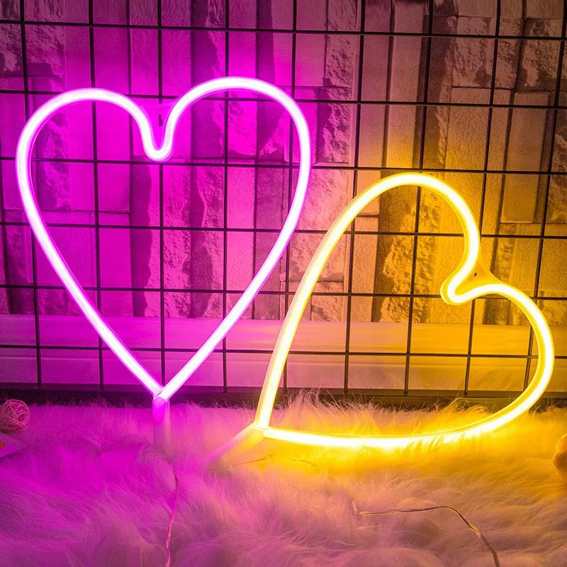 Art Decor Heart Shaped LED Neon Night Light Bedroom Battery Wall Lighting Ideas in White Clearhalo 'Night Lights' 'Wall Lights' Lighting' 2137729