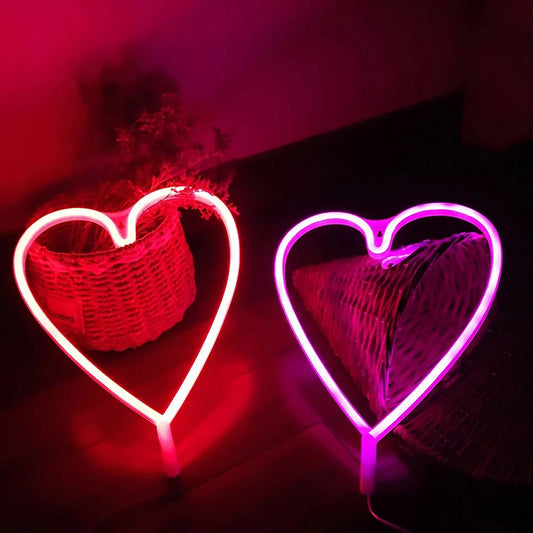 Art Decor Heart Shaped LED Neon Night Light Bedroom Battery Wall Lighting Ideas in White Clearhalo 'Night Lights' 'Wall Lights' Lighting' 2137730