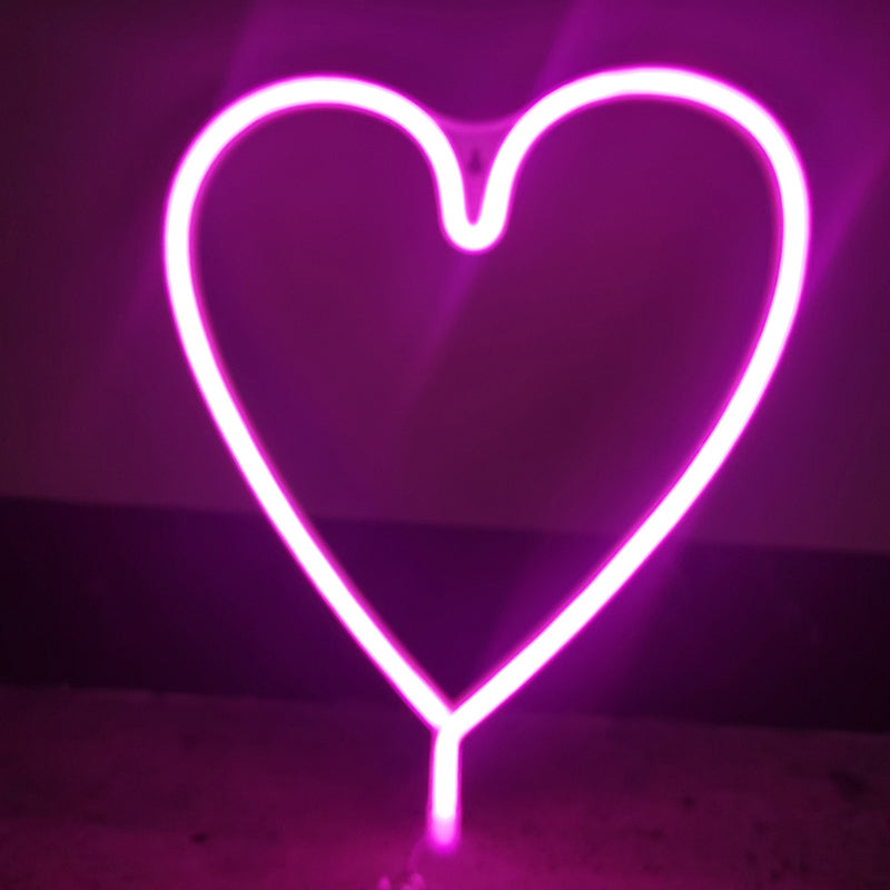 Art Decor Heart Shaped LED Neon Night Light Bedroom Battery Wall Lighting Ideas in White White Battery Pink Clearhalo 'Night Lights' 'Wall Lights' Lighting' 2137732