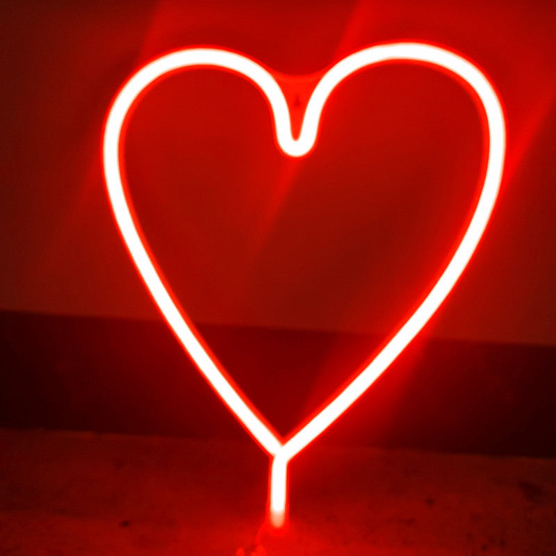 Art Decor Heart Shaped LED Neon Night Light Bedroom Battery Wall Lighting Ideas in White White Battery Red Clearhalo 'Night Lights' 'Wall Lights' Lighting' 2137734