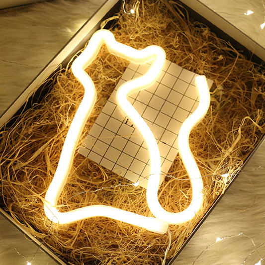Animal Shaped Bedroom LED Wall Light Plastic Artistic Neon Night Lighting in White Clearhalo 'Night Lights' 'Wall Lights' Lighting' 2137781