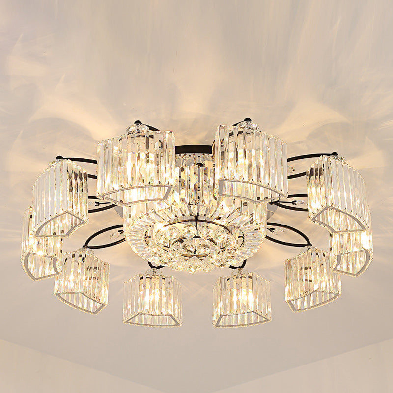 Modern Branch Flush Mount Light Clear Prismatic Crystal Semi Mount Lighting in Black Clearhalo 'Ceiling Lights' 'Close To Ceiling Lights' 'Close to ceiling' 'Flush mount' Lighting' 2137850