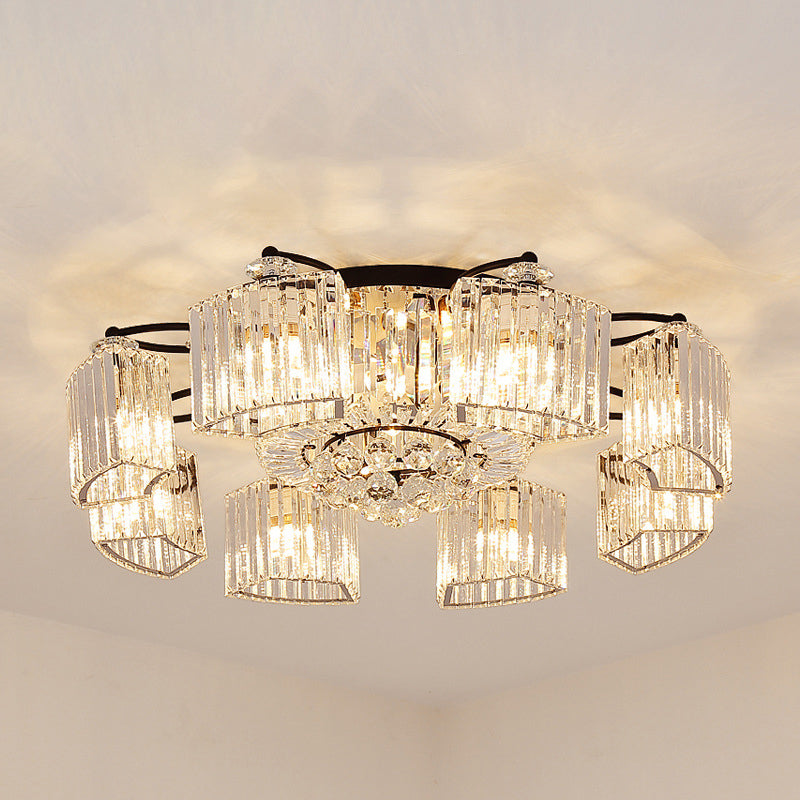 Modern Branch Flush Mount Light Clear Prismatic Crystal Semi Mount Lighting in Black Clearhalo 'Ceiling Lights' 'Close To Ceiling Lights' 'Close to ceiling' 'Flush mount' Lighting' 2137852