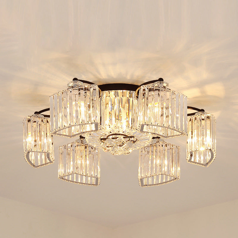 Modern Branch Flush Mount Light Clear Prismatic Crystal Semi Mount Lighting in Black Clearhalo 'Ceiling Lights' 'Close To Ceiling Lights' 'Close to ceiling' 'Flush mount' Lighting' 2137854