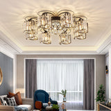 Flower Bedroom Flush Ceiling Light Crystal Contemporary Flush Light Fixture in Black Clearhalo 'Ceiling Lights' 'Close To Ceiling Lights' 'Close to ceiling' 'Flush mount' Lighting' 2137889