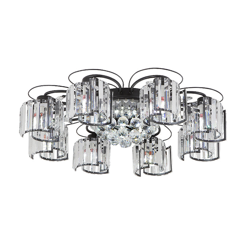 Flower Bedroom Flush Ceiling Light Crystal Contemporary Flush Light Fixture in Black Clearhalo 'Ceiling Lights' 'Close To Ceiling Lights' 'Close to ceiling' 'Flush mount' Lighting' 2137891