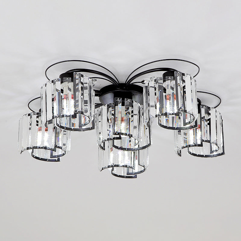 Flower Bedroom Flush Ceiling Light Crystal Contemporary Flush Light Fixture in Black Clearhalo 'Ceiling Lights' 'Close To Ceiling Lights' 'Close to ceiling' 'Flush mount' Lighting' 2137893