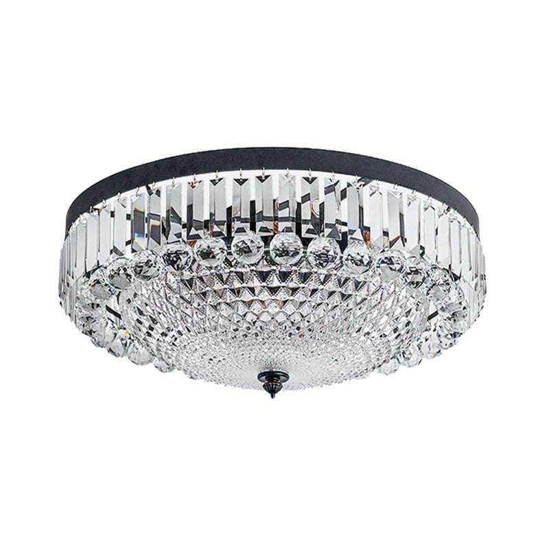 Dome Shaped Ceiling Lighting Modern Cut-Crystal Black Flush Mount Lamp for Bedroom Clearhalo 'Ceiling Lights' 'Close To Ceiling Lights' 'Close to ceiling' 'Flush mount' Lighting' 2137899
