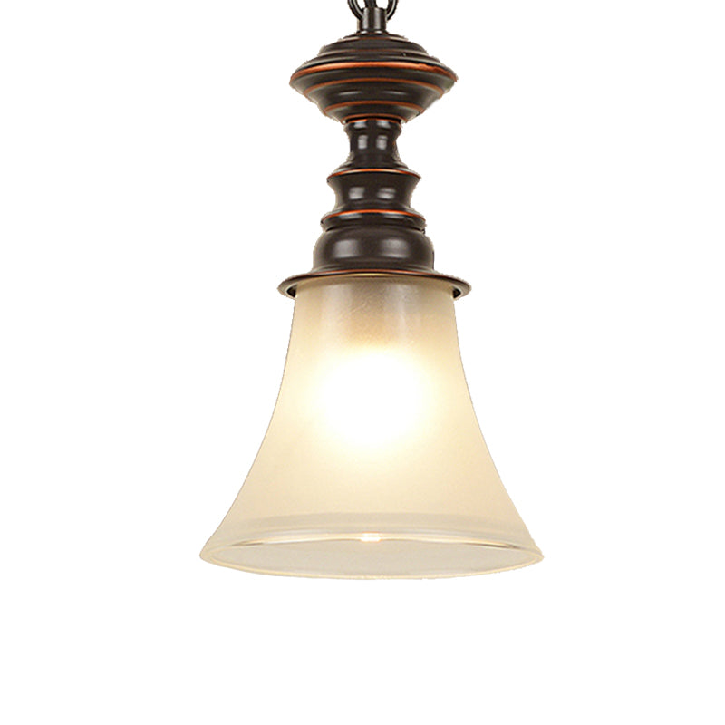 Red Brown Bell Pendant Ceiling Light Traditional Frosted Glass 1 Light Living Room Hanging Lamp Clearhalo 'Ceiling Lights' 'Glass shade' 'Glass' 'Pendant Lights' 'Pendants' Lighting' 213791