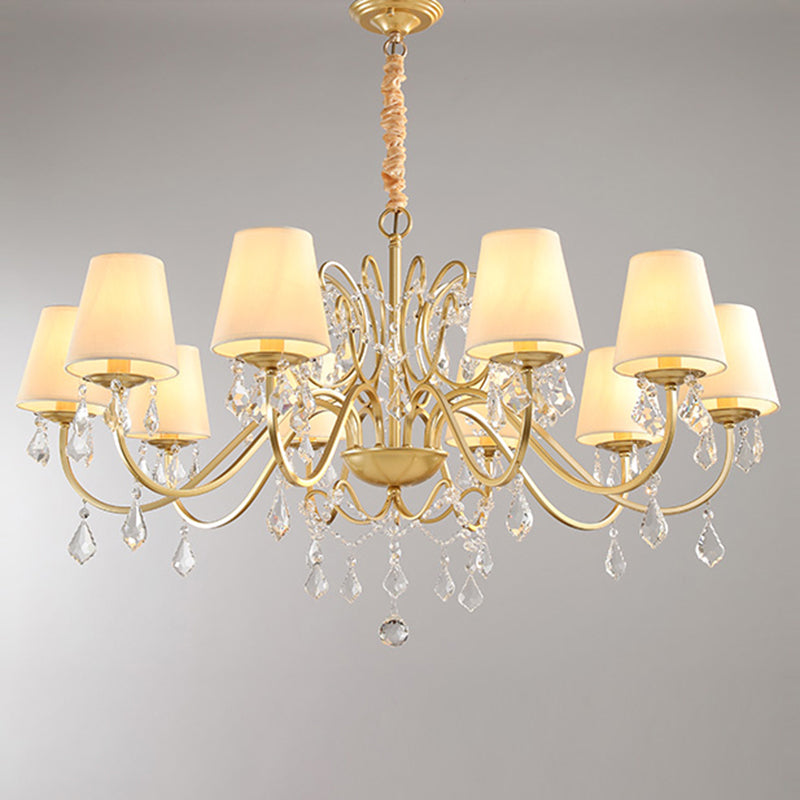 Gold Finish Candle Chandelier Light Traditional Crystal Dining Room Suspended Lighting Fixture 10 Gold With Shade Clearhalo 'Ceiling Lights' 'Chandeliers' Lighting' options 2137923_3d34ea6c-1795-4406-95f0-8168f71e4310