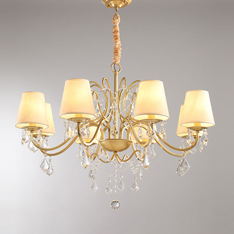 Gold Finish Candle Chandelier Light Traditional Crystal Dining Room Suspended Lighting Fixture 8 Gold With Shade Clearhalo 'Ceiling Lights' 'Chandeliers' Lighting' options 2137924_486489a5-864c-48dc-86c0-6f4dce4fbd6a