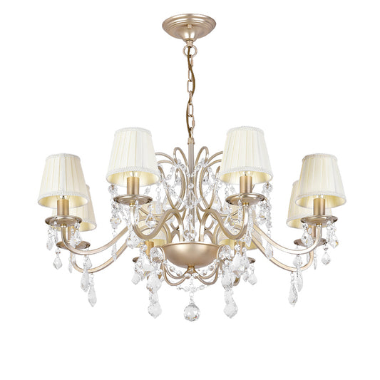 Gold Finish Candle Chandelier Light Traditional Crystal Dining Room Suspended Lighting Fixture Clearhalo 'Ceiling Lights' 'Chandeliers' Lighting' options 2137925