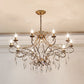 Gold Finish Ceiling Hang Light Vintage Metal Candlestick Chandelier with Crystal Strand Clearhalo 'Ceiling Lights' 'Chandeliers' Lighting' options 2137927