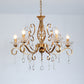 Brass Finish Candle Chandelier Retro Metal Living Room Pendant Lamp with Swirled Arm Clearhalo 'Ceiling Lights' 'Chandeliers' Lighting' options 2137970