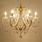 Crystal Draping Chandelier Lighting Rustic Gold Scrolling Arm Dining Room Pendant with Crystal Drop Clearhalo 'Ceiling Lights' 'Chandeliers' Lighting' options 2137979