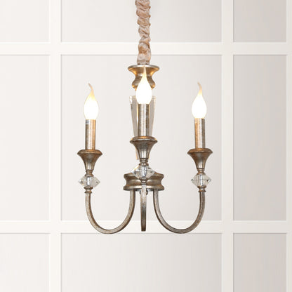 Colonial Style Candle Chandelier Light Metallic Ceiling Suspension Lamp for Living Room 3 Chrome Shadeless Clearhalo 'Ceiling Lights' 'Chandeliers' Lighting' options 2138103_7ba07e8d-ce7e-4304-9f56-cc47396b07cb