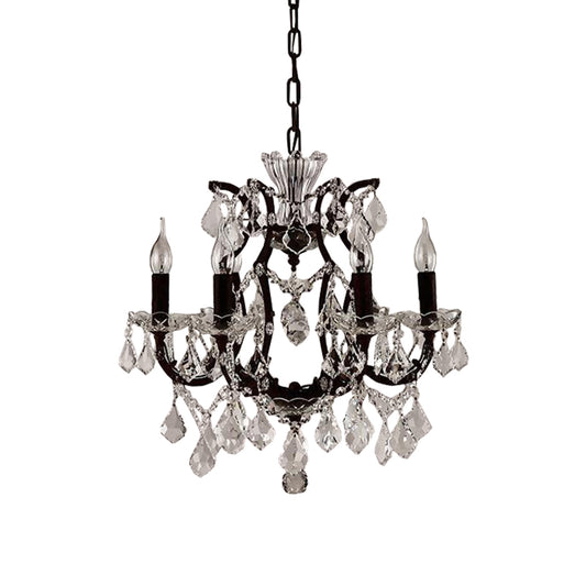 Vintage Candle Chandelier Pendant Light Crystal Draping Ceiling Hang Light in Rust Clearhalo 'Ceiling Lights' 'Chandeliers' Lighting' options 2138148