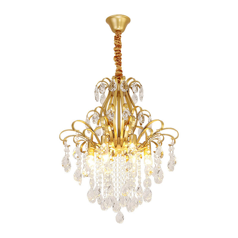 Candle Dining Room Down Chandelier Country Crystal Drape Pendant Lighting Fixture Clearhalo 'Ceiling Lights' 'Chandeliers' Lighting' options 2138163