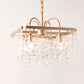 Gold Geometric Shaped Chandelier Antique Metal Dining Room Hanging Lighting with Crystal Drops Clearhalo 'Ceiling Lights' 'Chandeliers' Lighting' options 2138187