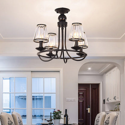 Black Conic Ceiling Suspension Lamp Traditional Cut-Crystal Dining Room Chandelier 4 Black Clearhalo 'Ceiling Lights' 'Chandeliers' Lighting' options 2138236_013a7b9a-a651-43de-8b20-6ca76e04b60d