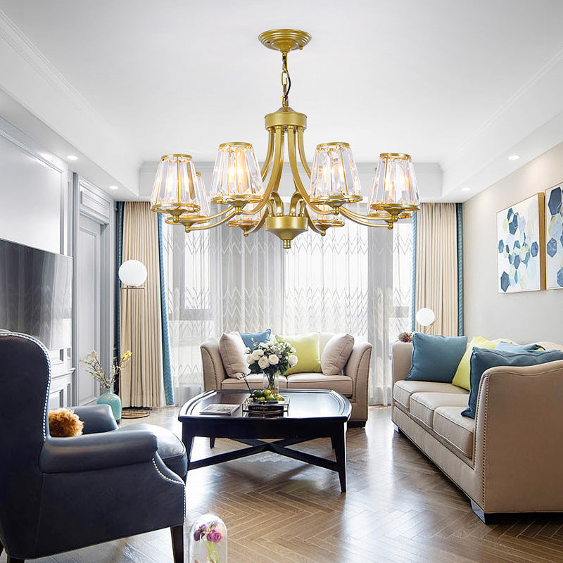 Crystal Prism Hanging Chandelier Conical Traditional Style Pendant Lighting Fixture Clearhalo 'Ceiling Lights' 'Chandeliers' Lighting' options 2138250