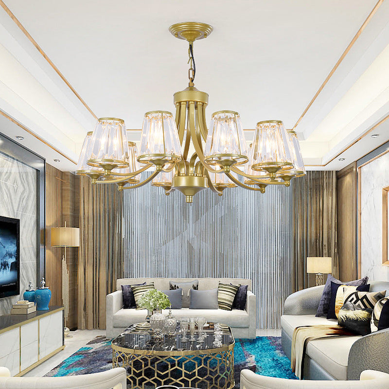 Crystal Prism Hanging Chandelier Conical Traditional Style Pendant Lighting Fixture Clearhalo 'Ceiling Lights' 'Chandeliers' Lighting' options 2138252