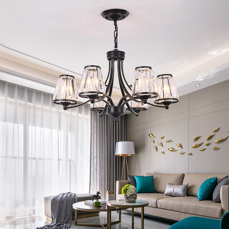 Crystal Prism Hanging Chandelier Conical Traditional Style Pendant Lighting Fixture Clearhalo 'Ceiling Lights' 'Chandeliers' Lighting' options 2138257