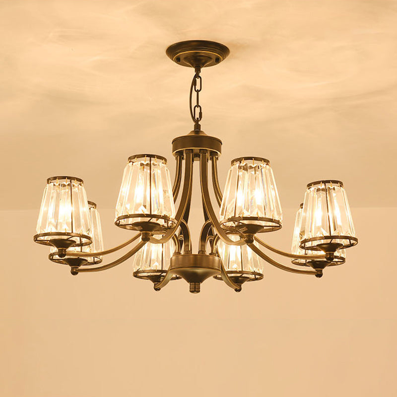 Crystal Prism Hanging Chandelier Conical Traditional Style Pendant Lighting Fixture Clearhalo 'Ceiling Lights' 'Chandeliers' Lighting' options 2138258