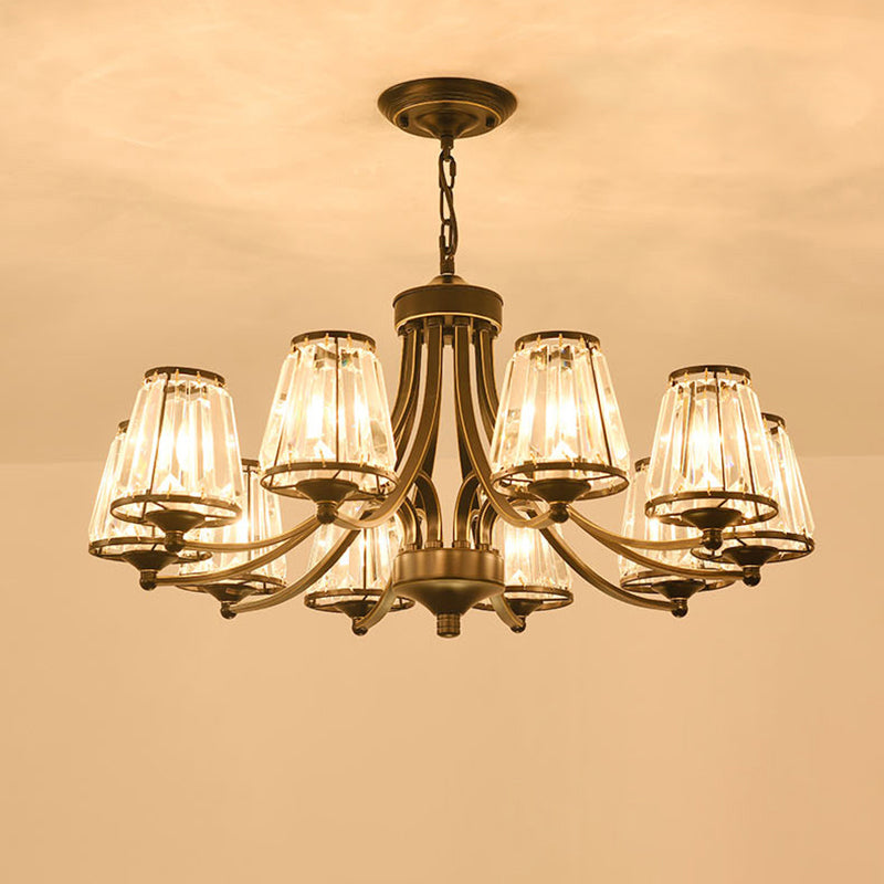 Crystal Prism Hanging Chandelier Conical Traditional Style Pendant Lighting Fixture 10 Black Clearhalo 'Ceiling Lights' 'Chandeliers' Lighting' options 2138259_749cc20d-3007-4e39-a0e3-f7db167d6dad