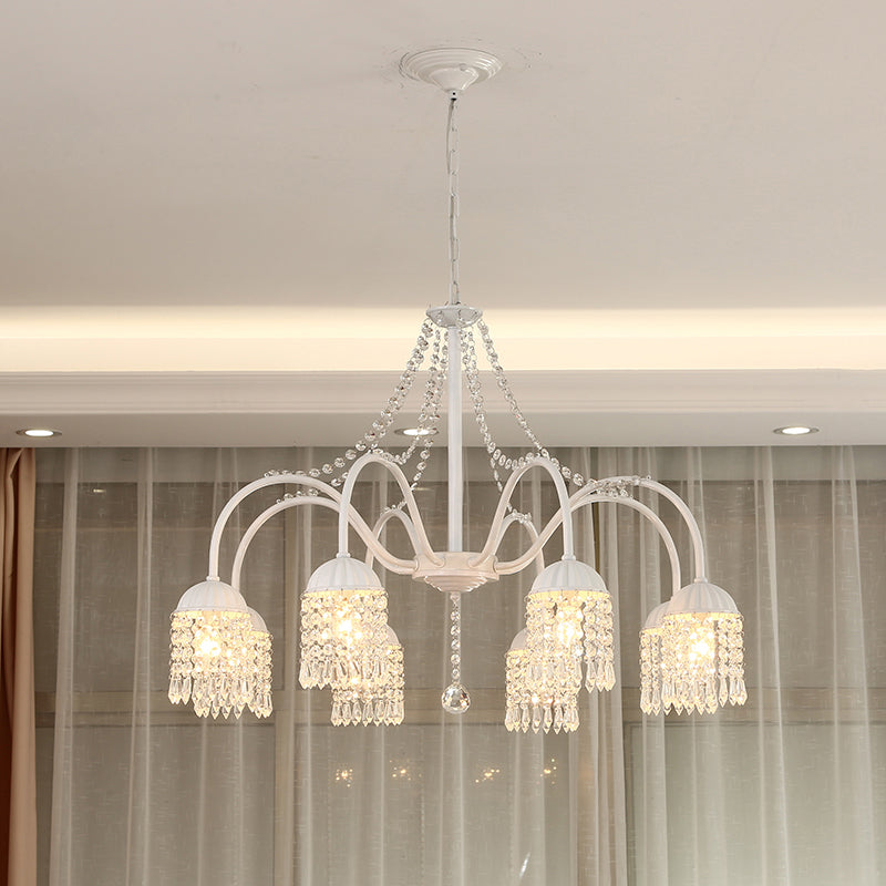 Crystal Tassel LED Chandelier Lamp Country Style Living Room Hanging Light Fixture Clearhalo 'Ceiling Lights' 'Chandeliers' Lighting' options 2138266