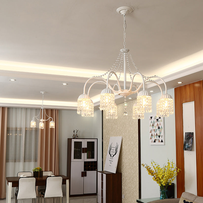 Crystal Tassel LED Chandelier Lamp Country Style Living Room Hanging Light Fixture Clearhalo 'Ceiling Lights' 'Chandeliers' Lighting' options 2138267