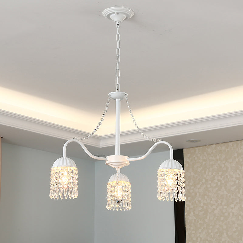 Crystal Tassel LED Chandelier Lamp Country Style Living Room Hanging Light Fixture Clearhalo 'Ceiling Lights' 'Chandeliers' Lighting' options 2138271