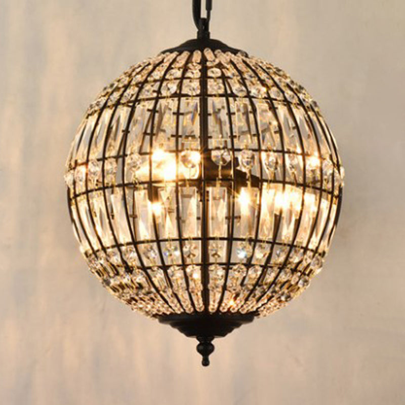 Sphere Dining Room Down Lighting Pendant Classic Clear Crystal Hanging Chandelier Black Clearhalo 'Ceiling Lights' 'Chandeliers' Lighting' options 2138293_92ea8eeb-c676-43c7-b240-afe7708f691b